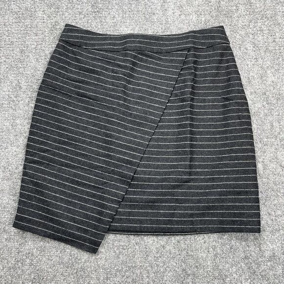 Madewell Skirt Size 2 Black Striped  A Line Asymmetrical Lined Cotton Wool Blend - Picture 1 of 8